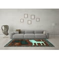 thumbnail image 3 of Ahgly Company Indoor Round Animal Light Blue Traditional Area Rugs, 5' Round, 3 of 4