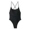 thumbnail image 4 of Sngxgn Women's Swimsuit Bathing Suit V Neck Ruffled Swimwear Adjustable Straps(Black,L), 4 of 6