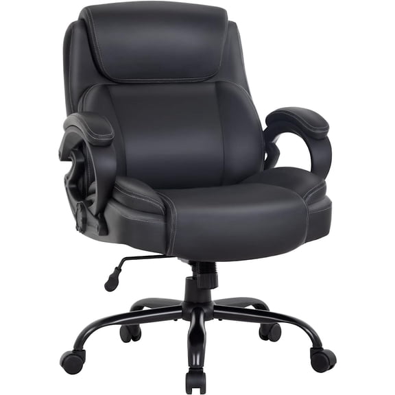 Big and Tall Office Chair 400lbs Capacity, Ergonomic High Back Executive Desk Chair with Rocking Function, Wide Seat Waterproof Leather Computer Chair