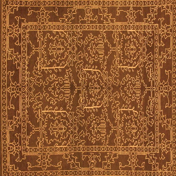 Ahgly Company Indoor Square Oriental Orange Modern Area Rugs, 3' Square