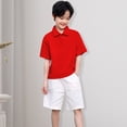 thumbnail image 5 of GiLiling Toddler Collared Short Sleeve Polo Soft Solid Dress Shirt for Baby Boys Girls Cute Summer Pocket Tee Tops (Red, 3-4 Years), 5 of 8