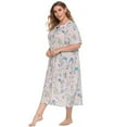 thumbnail image 3 of Women Plus Size Nightgowns Half Sleeve Square Neck Night Gowns Ladies Oversized House Dress Silk Floral Print Comfy Lightweight Lace Splicing Large Size Sleepwear,XL-4XL, 3 of 7
