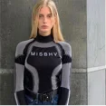 thumbnail image 4 of Suéter de punto cálido de manga larga negro y verde con cuello alto y letras de moda 2024 para mujer, ropa de calle punk navideña, 4 of 5