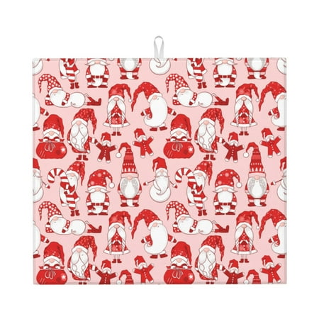 

Naloa Gnome Merry Christmas Dish Drying Mat for Kitchen Counter Heat Resistant Drainer Mats Absorbent Draining Mat Dish Rack Pad 16 x18