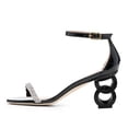 thumbnail image 2 of FSJ Women Classic Open Toe Sandals Decorative Mid Heel Ankle Strap Single Band Dress Shoes Size 15 Black Patent Leather, 2 of 4