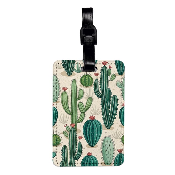 Cactus Variety Desert Background Faux Leather Travel Luggage Tag