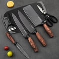thumbnail image 5 of MDHAND Brown 7-Piece Kitchen Knife Set, Black Handle German Stainless Steel Knives with Non-Stick Coating, Ergonomic Non-Slip Grip, Ultra Sharp, Dishwasher Safe, 5 of 8