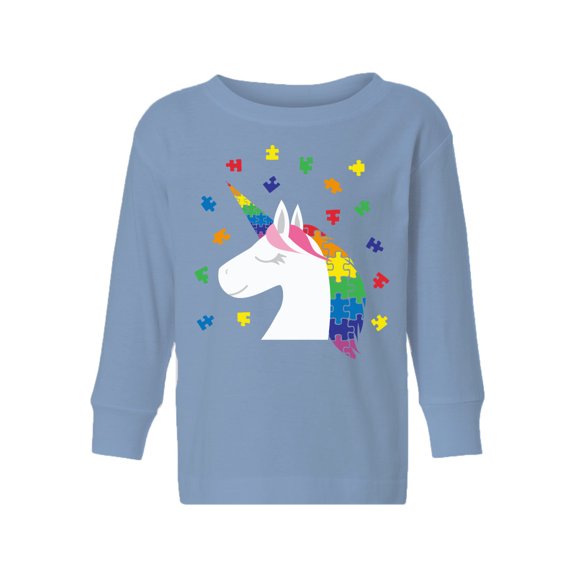 Awkward Styles Kid's Autism Toddler Long Sleeve Shirt for Girls Boys Multicolored Unicorn T-shirt