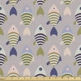 thumbnail image 1 of Nautical Sofa Upholstery Fabric by the Yard, Pastel Repeated Pattern Fish Silhouettes of Striped Design Art Print, Decorative Fabric for DIY and Home Accents, Pale Taupe Multicolor by Ambesonne, 1 of 5