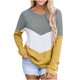 thumbnail image 1 of Blusa de manga larga informal de moda con cuello redondo y costuras para mujer Fridja  ghj987+3936, 1 of 6