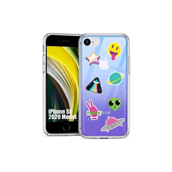 TalkingCase Slim Phone Case Cover Compatible for Apple iPhone SE 2022/3rd/2020/8/7, Alien Stickers Print, USA