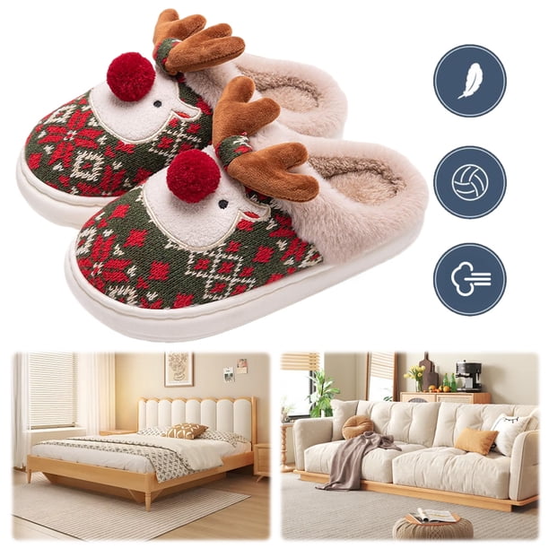 Slipper Renos Peludos Slippers Lujo Alco Navidad S Cómodos para Hombres Mujeres