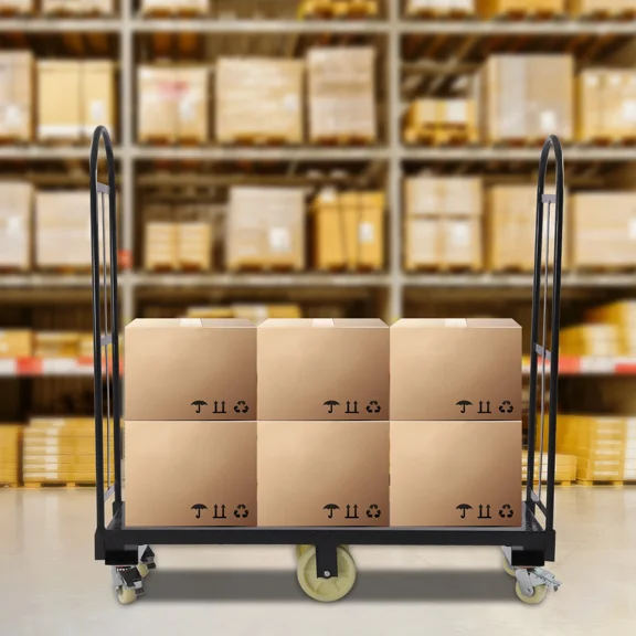 Heavy-Duty 60.5"x 15.7" Steel Dolly U-Boat Utility Push Cart Platform Hand Truck
