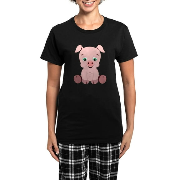 CafePress - Pink Pig Women's Dark Pajamas - Women's Short Sleeve Print T-Shirt and Pants Dark Cotton Pajama Set