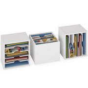 Ballucci 5-Tier Paper Organizer, File Holder, Mail Sorter, Wood Stackable Letter Tray, White