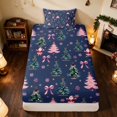 thumbnail image 4 of Manfei Christmas Tree Twin Sheets St Nick Bedding, Black Green 3 Pieces (1 Flat Sheet, 1 Fitted Sheet and 1 Pillowcase), 4 of 6