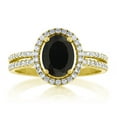 thumbnail image 2 of Gem Stone King 2.01 Ct Oval Black Onyx 18K Yellow Gold Plated Silver Ring, 2 of 4