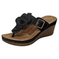 thumbnail image 6 of Wedge Sandals for Women Retro Flower Platform Flip Flops Buckle Strap Slip on Slides Summer Heels Beach Shoes Orthopedic Slippers Black Size 8.5, 6 of 6