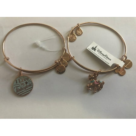 Disney Fantasyland Carousel Set of 2 Bangle by Alex and Ani Gold Rose Finish New