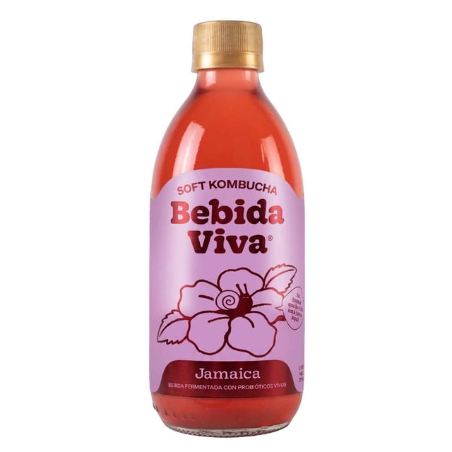 Bebida Kombucha con probióticos jamaica 377 ml