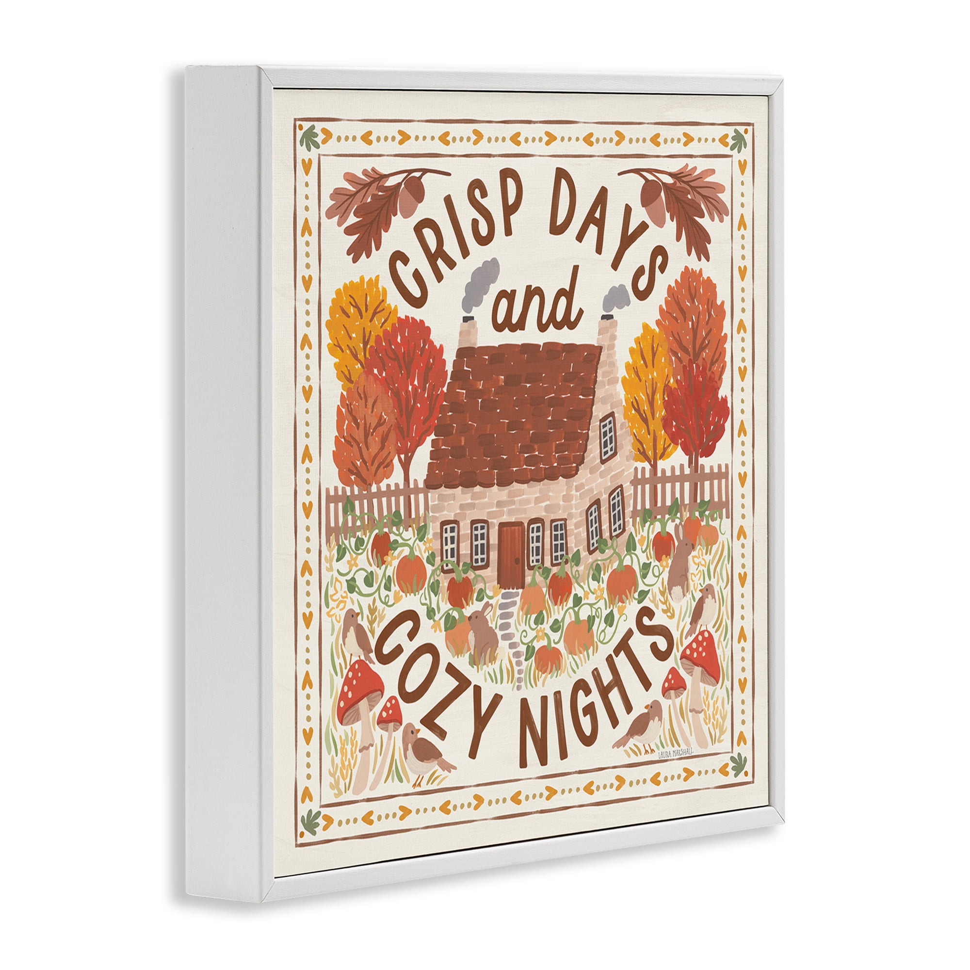 Stupell Industries Crisp Days & Cozy Nights Landscape Painting White Framed Art Print Wall Art, 17 x 17