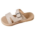 thumbnail image 5 of Rokment Women's Platform Flat Sandals Beach Summer Trendy Casual Comfortable Leather Buckles Open Toe Straw Sole Walking Dress Slip on Slides for Woman Vacation B Size 7, 5 of 6