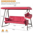 thumbnail image 6 of CHINNLUU Oversized 4 Person Porch Swing with Stand 800 LBS Capacity Adjustable Canopy Backrest Includes Cushions Pillows Patio 2 in 1 Swing Bed for Backyard Garden Poolside, Burgundy, 6 of 11