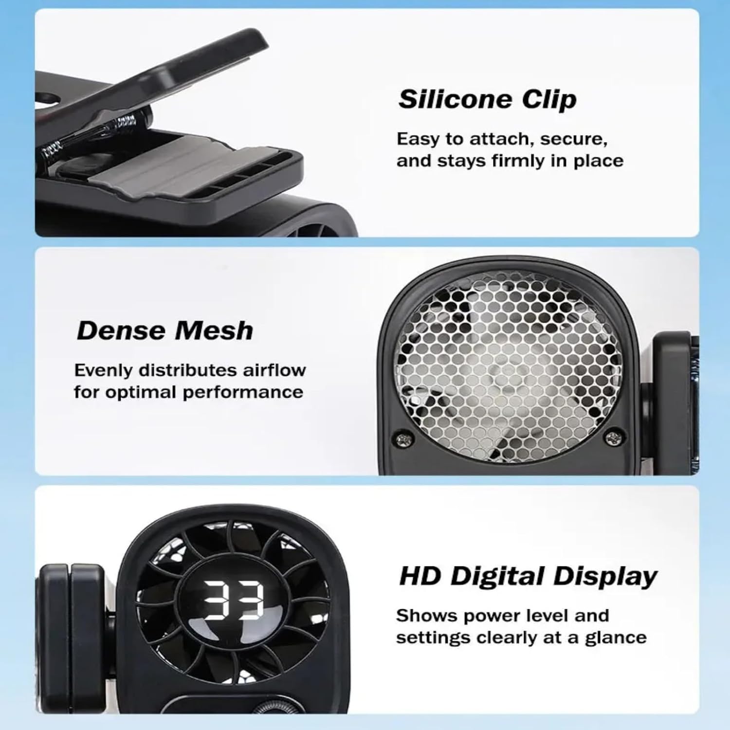 Fan For Car Car Clip Fan,Car On Fan With LED Display-360° Rotation, 100 ...
