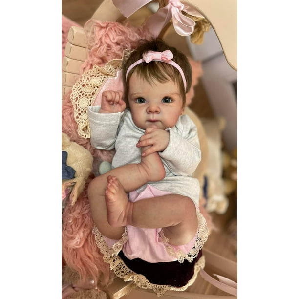 Muñeca Reborn RXDOLL, bonita niña de silicona de cuerpo entero, 48 cm
