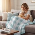 thumbnail image 4 of Aqua Plaid Throw Blanket for Couch,Soft Lightweight Flannel Fleece Blanket,Spring Summer Farmhouse Buffalo Checkered Microfiber Plush All Season Decorative Blankets for Sofa Office Travel 40"x50", 4 of 9