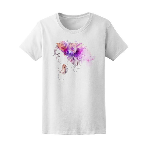 Colorful Watercolor Flower Girl Women's Tee - Image by Shutterstock