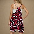 thumbnail image 2 of FAHXNVB Girls Summer Romper Hearts Print Sleeveless V Neck Jumpsuit Short Outfits with Pocket One Piece Casual Clothes 5-14 Years, 2 of 4