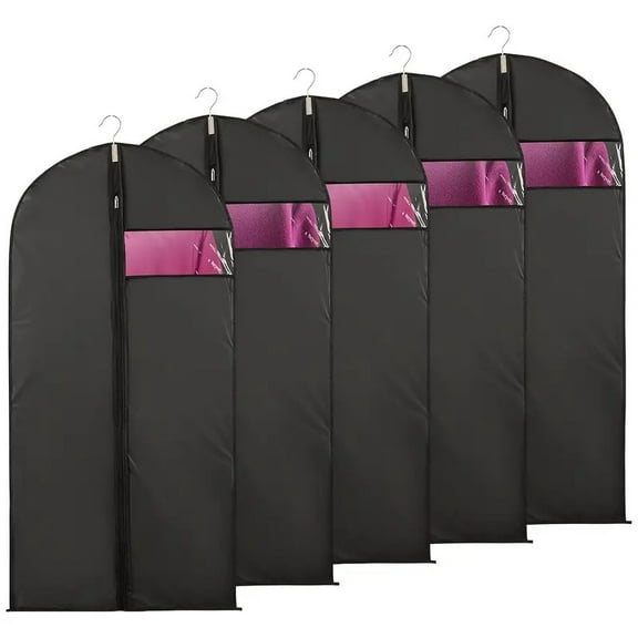 60*100cm Black Garment Bags for Travel and Clothing Storage - 5pc Suit Covers