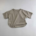 thumbnail image 2 of Huanglei Toddler Boys Girls Short Sleeve Summer Casual Tops Beach Holiday Solid Shirts T Shirt, 2 of 4