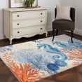 thumbnail image 4 of Sea Corals Seahorse Washable Area Rugs 2.7'x5', Summer Beach Sea Stars Linen Texture Low Pile Throw Living Room Rug Non-Slip Sturdy Edge Binding Carpet for Indoor Entryway Bedside Kitchen, 4 of 9