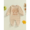 thumbnail image 2 of Newborn Baby Halloween Outfits Boy Girl Pumpkin Patch Romper Long Sleeve Sweatshirt Jumpsuits Fall Winter Clothes 0-18M, 2 of 8