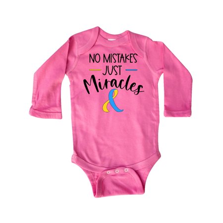 

Inktastic No Mistakes Just Miracles Down Syndrome Awareness Gift Baby Boy or Baby Girl Long Sleeve Bodysuit