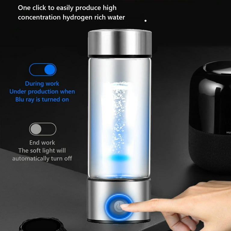 Wundr Hydrogen Water Bottle, Rich Hydrogen Cup, Rechargeable Water Ionizer Portable Glass Bottles, Portable Hydrogen Water Generator Bottle, Hydrogen