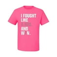 thumbnail image 2 of Wild Bobby I Fought Like A Girl and Won Breast Cancer Awareness Men Tee, Neon Pink, Small, 2 of 6