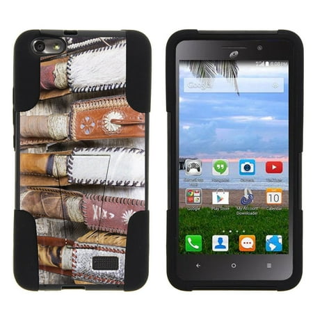 Huawei Raven LTE H892L STRIKE IMPACT Dual Layer Shock Absorbing Case with Built-In Kickstand - Leather
