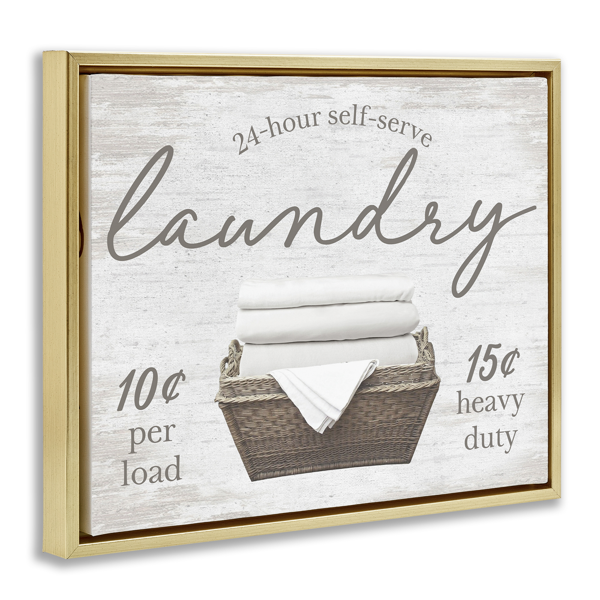 Stupell Industries Vintage Laundry Ad Typography Painting Gold Floater Framed Art Print Wall Art, 21 x 17