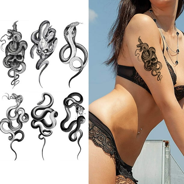 Cuadros Decorativos 10 piezas tatuaje temporal pegatina impermeable serpiente brazo tatuaje pegatina para hombres mujeres DQrwqpou embutido en tela