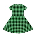 thumbnail image 4 of XADYUY Summer Dress for Girls 14-16 Casual A-Line Short Sleeve Girls Tshirt Dresses Plaid Crew Neck Sundresses Beach Swing Dresses with Pockets,11-12Years,Green, 4 of 5
