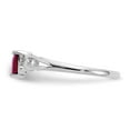 thumbnail image 3 of 10K White Gold Ring Band with Stones (07) July Ruby Heart Red, Size 7, 3 of 5