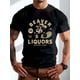 thumbnail image 1 of 1pc Men'S Summer T-Shirt - Casual Crew Neck with Geometric Beaver & Liquor Bottles Print, Slight Stretch Regular Fit Short Sleeve Top for Daily Wear, 1 of 5