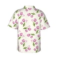 thumbnail image 3 of Balery Tulips Flowers Print Men's Hawaiian Shirts Short Sleeve Beach Shirt Relaxed Fit Vacation Button Down Shirts-Small, 3 of 9