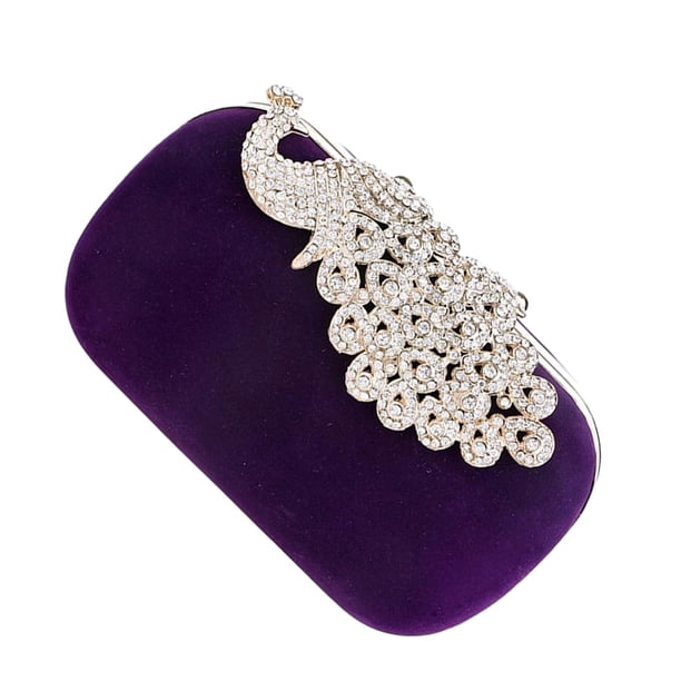 Qarigey Embragues de moda para eventos nocturnos: bolsos de noche funcionales con aspecto glamuroso Bolsas de mensajero y de hombro púrpura pavo real blanco