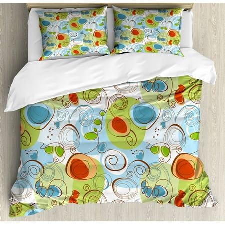 Modern Duvet Cover Set Floral Flowers With Geometrical Abstract