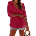 thumbnail image 6 of Nestiefly Women's Beach Cover Up Long Sleeve Summer Linen Shirt Hoodies Sweatshirt V Neck with Pocket Hooded Tops 2026 Red M, 6 of 6