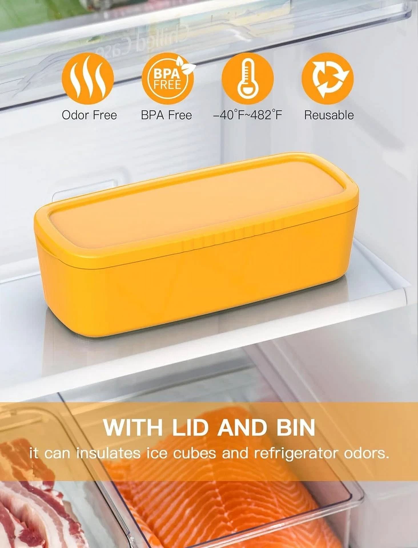 LUOLAX Ice Cube Tray for 30-40 oz Tumbler Cup, Silicone Ice Cube Molds With Lid and Bin